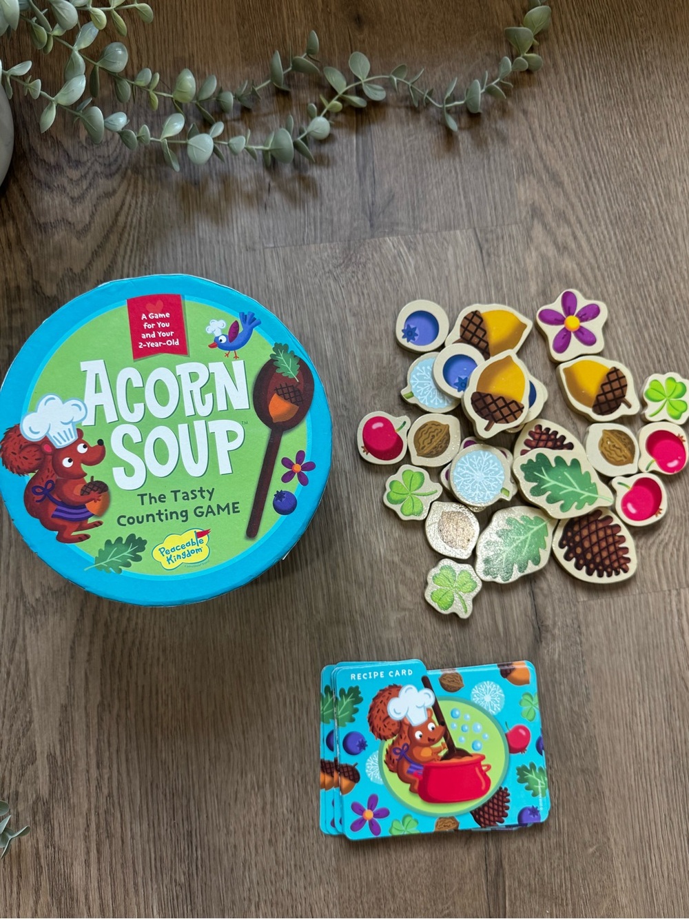 Peaceable Kingdom Acorn Soup Wooden Counting Game Ages 2+